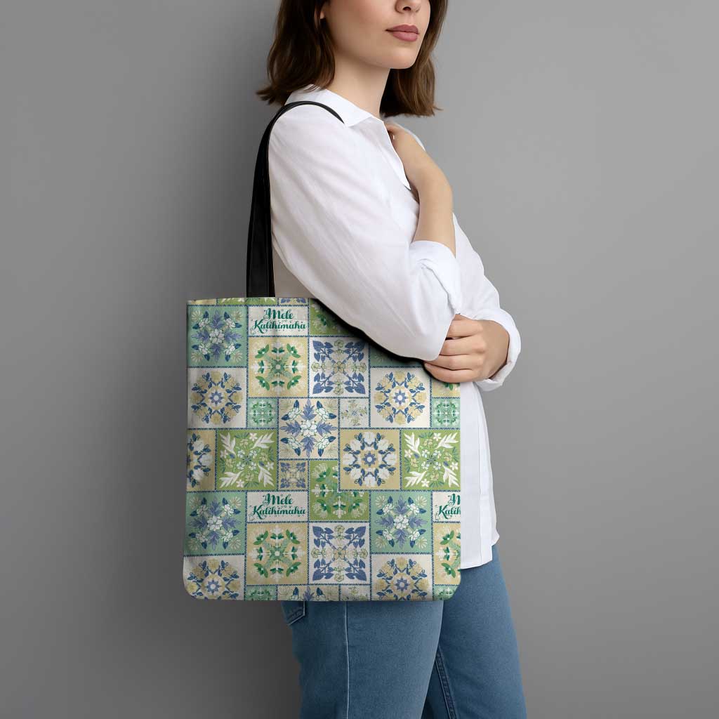 Mele Kalikimaka Hawaii Christmas Tote Bag Omaomao Seamless Floral Motif - Polynesian Pride
