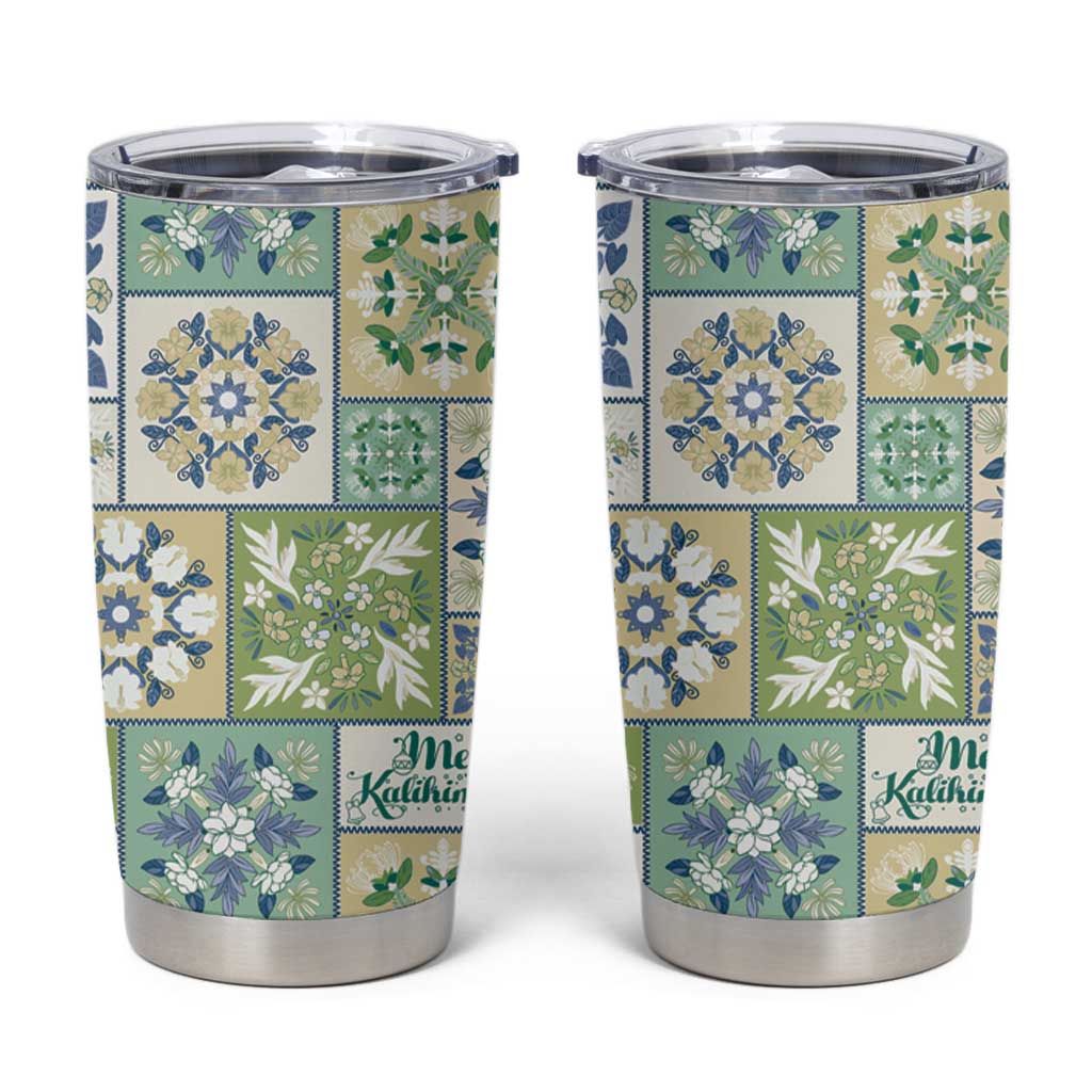 Mele Kalikimaka Hawaii Christmas Tumbler Cup Omaomao Seamless Floral Motif LT9 Green - Polynesian Pride
