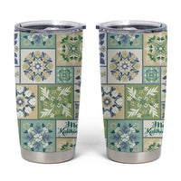 Mele Kalikimaka Hawaii Christmas Tumbler Cup Omaomao Seamless Floral Motif LT9 Green - Polynesian Pride