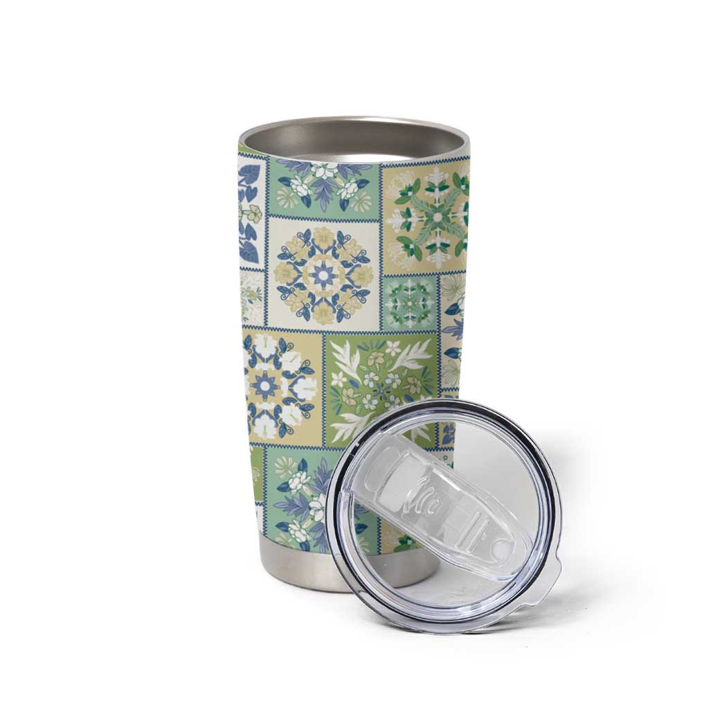Mele Kalikimaka Hawaii Christmas Tumbler Cup Omaomao Seamless Floral Motif LT9 - Polynesian Pride