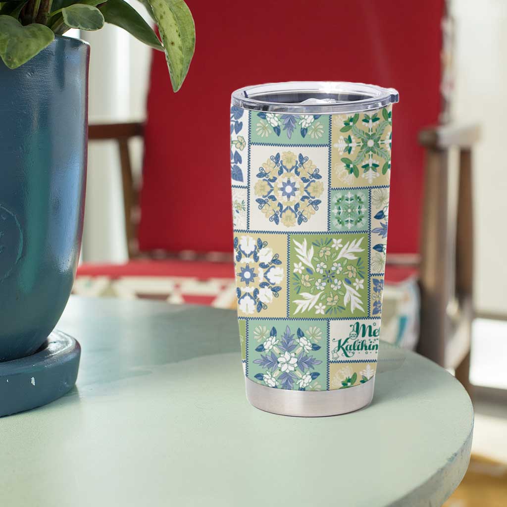 Mele Kalikimaka Hawaii Christmas Tumbler Cup Omaomao Seamless Floral Motif LT9 - Polynesian Pride