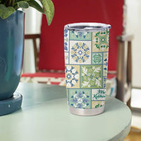 Mele Kalikimaka Hawaii Christmas Tumbler Cup Omaomao Seamless Floral Motif LT9 - Polynesian Pride