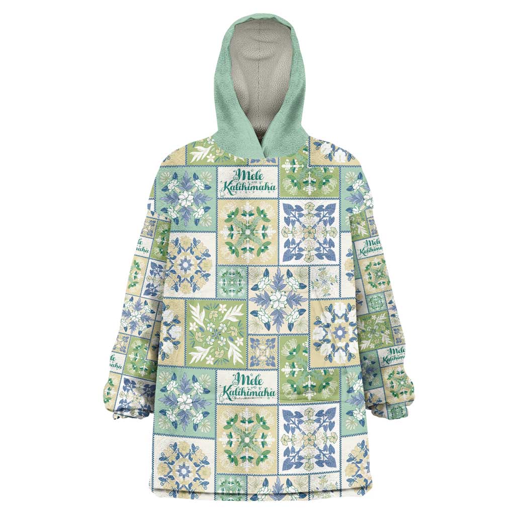 Mele Kalikimaka Hawaii Christmas Wearable Blanket Hoodie Omaomao Seamless Floral Motif LT9 One Size Green - Polynesian Pride