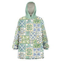 Mele Kalikimaka Hawaii Christmas Wearable Blanket Hoodie Omaomao Seamless Floral Motif LT9 One Size Green - Polynesian Pride
