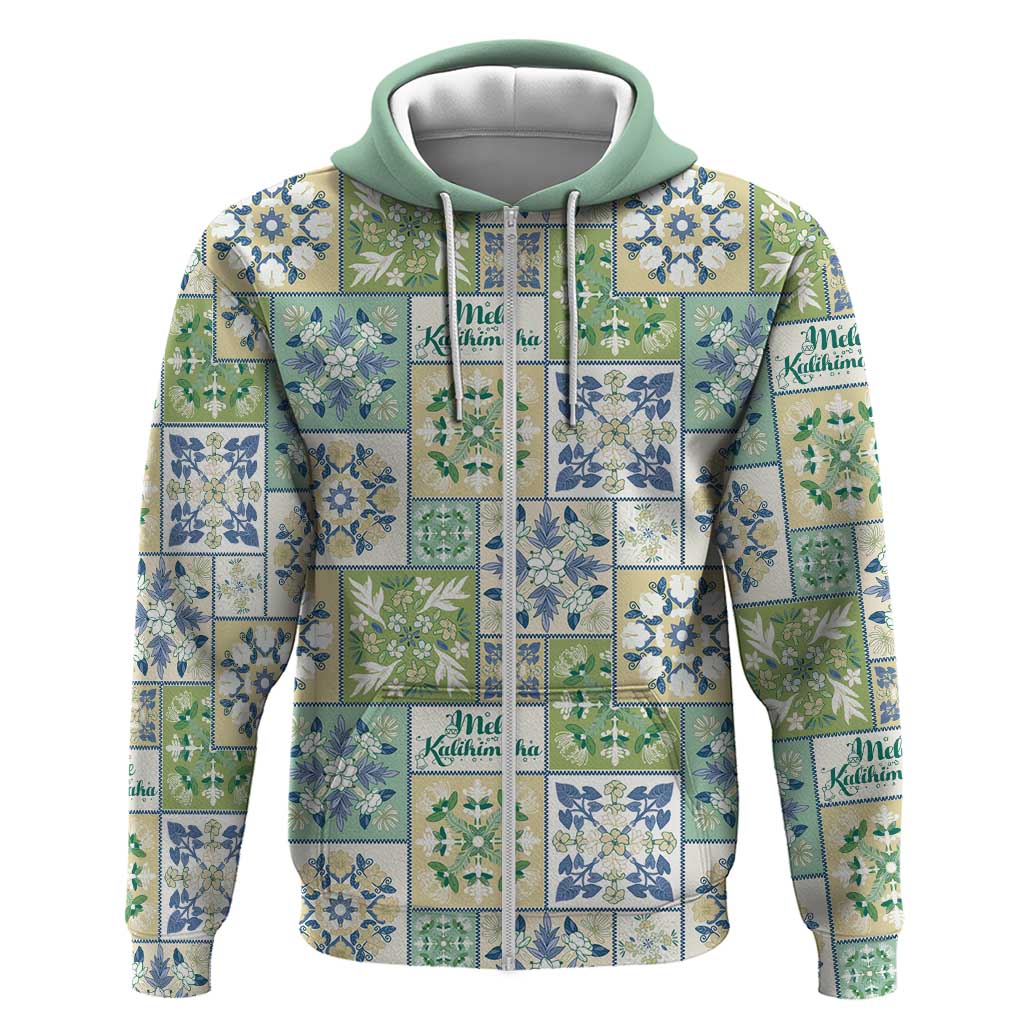 Mele Kalikimaka Hawaii Christmas Zip Hoodie Omaomao Seamless Floral Motif - Polynesian Pride