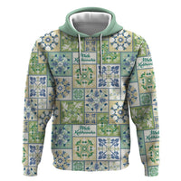Mele Kalikimaka Hawaii Christmas Zip Hoodie Omaomao Seamless Floral Motif LT9 Pullover Hoodie Green - Polynesian Pride