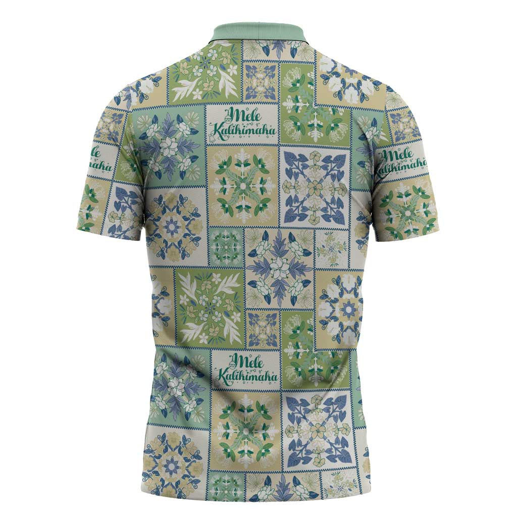 Mele Kalikimaka Hawaii Christmas Zipper Polo Shirt Omaomao Seamless Floral Motif LT9 - Polynesian Pride
