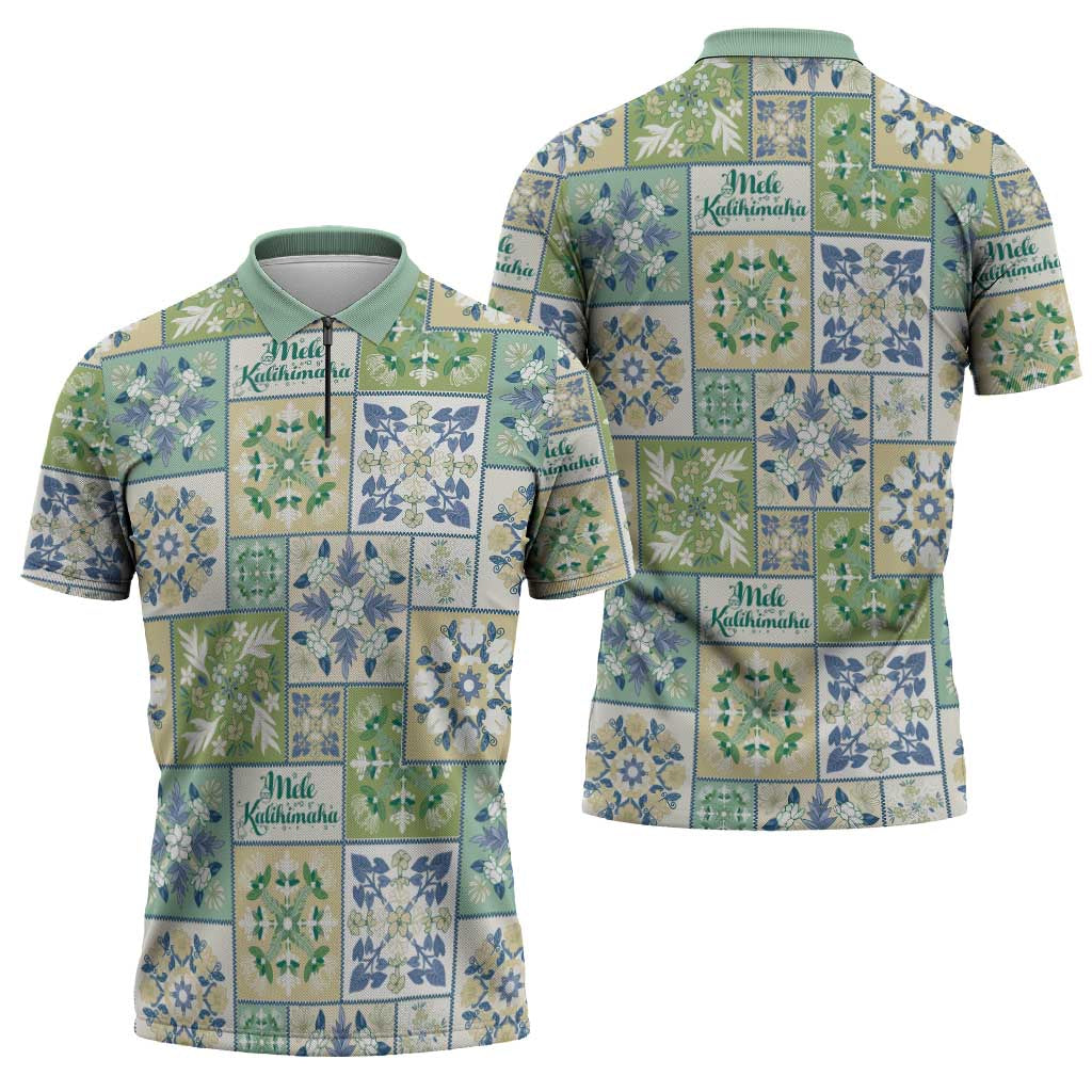 Mele Kalikimaka Hawaii Christmas Zipper Polo Shirt Omaomao Seamless Floral Motif LT9 - Polynesian Pride