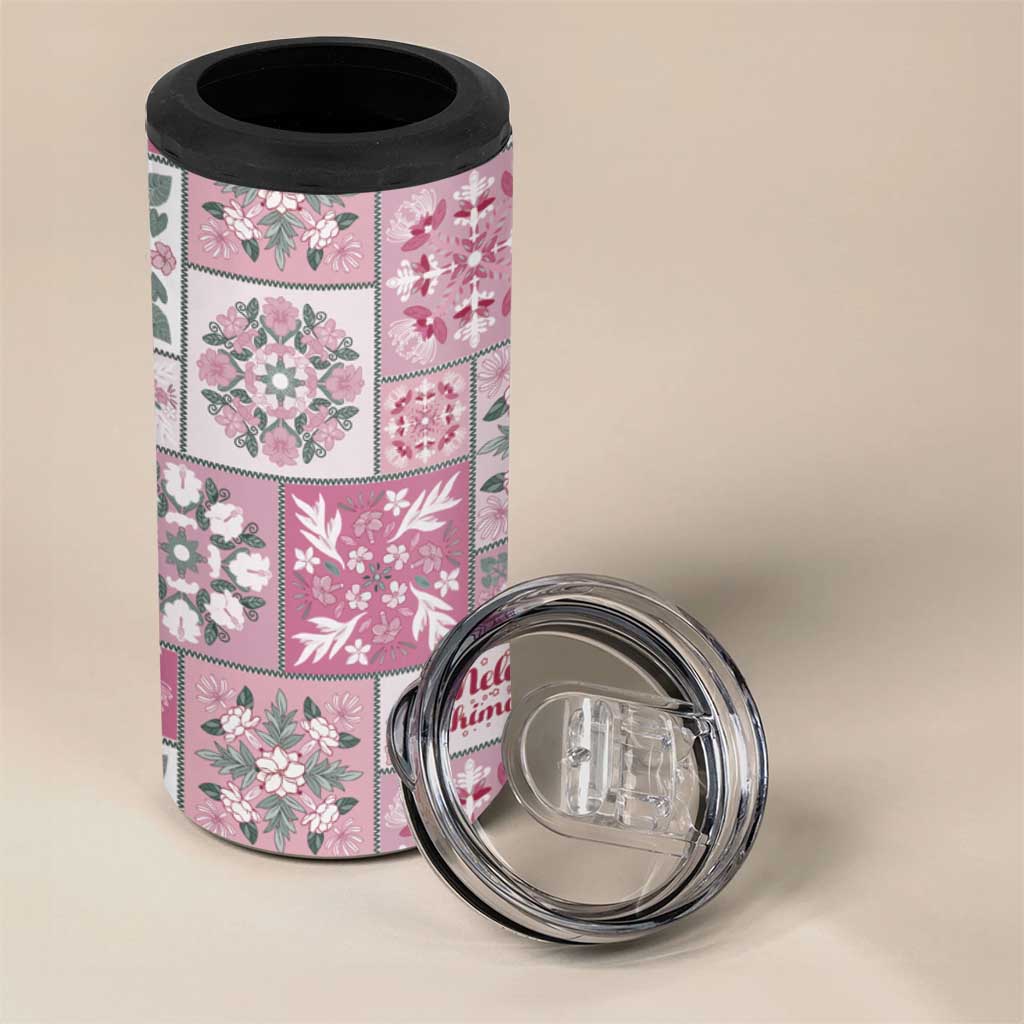 Mele Kalikimaka Hawaii Christmas 4 in 1 Can Cooler Tumbler Akala Seamless Floral Motif LT9 - Polynesian Pride