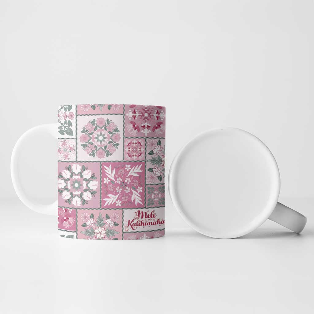 Mele Kalikimaka Hawaii Christmas Ceramic Mug Akala Seamless Floral Motif - Polynesian Pride