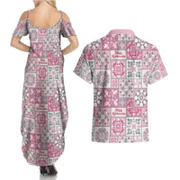 Mele Kalikimaka Hawaii Christmas Couples Matching Summer Maxi Dress and Hawaiian Shirt Akala Seamless Floral Motif LT9 - Polynesian Pride