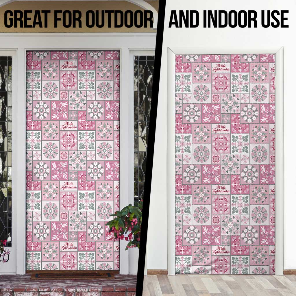 Mele Kalikimaka Hawaii Christmas Door Cover Akala Seamless Floral Motif - Polynesian Pride