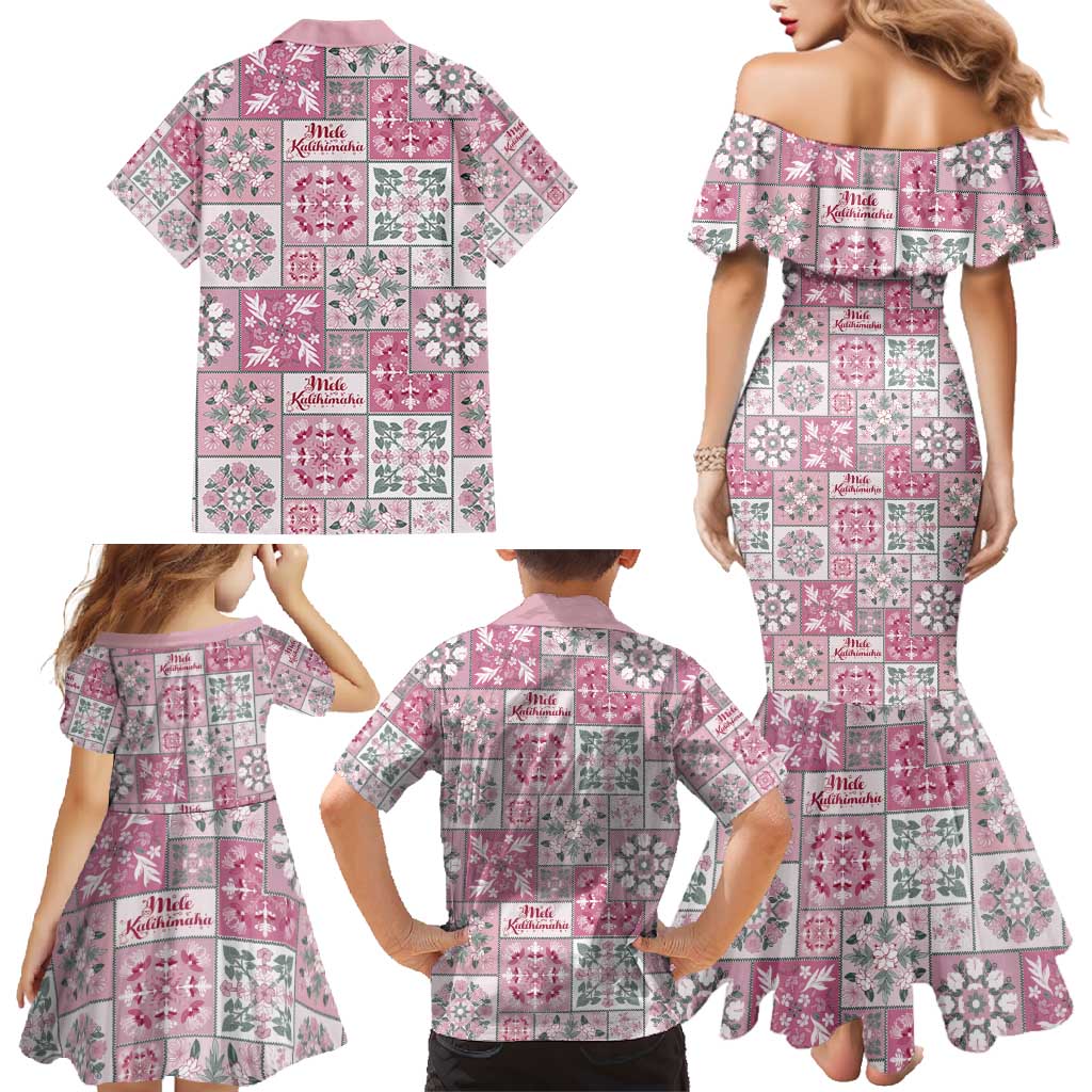 Mele Kalikimaka Hawaii Christmas Family Matching Mermaid Dress and Hawaiian Shirt Akala Seamless Floral Motif LT9 - Polynesian Pride
