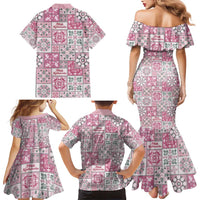 Mele Kalikimaka Hawaii Christmas Family Matching Mermaid Dress and Hawaiian Shirt Akala Seamless Floral Motif LT9 - Polynesian Pride