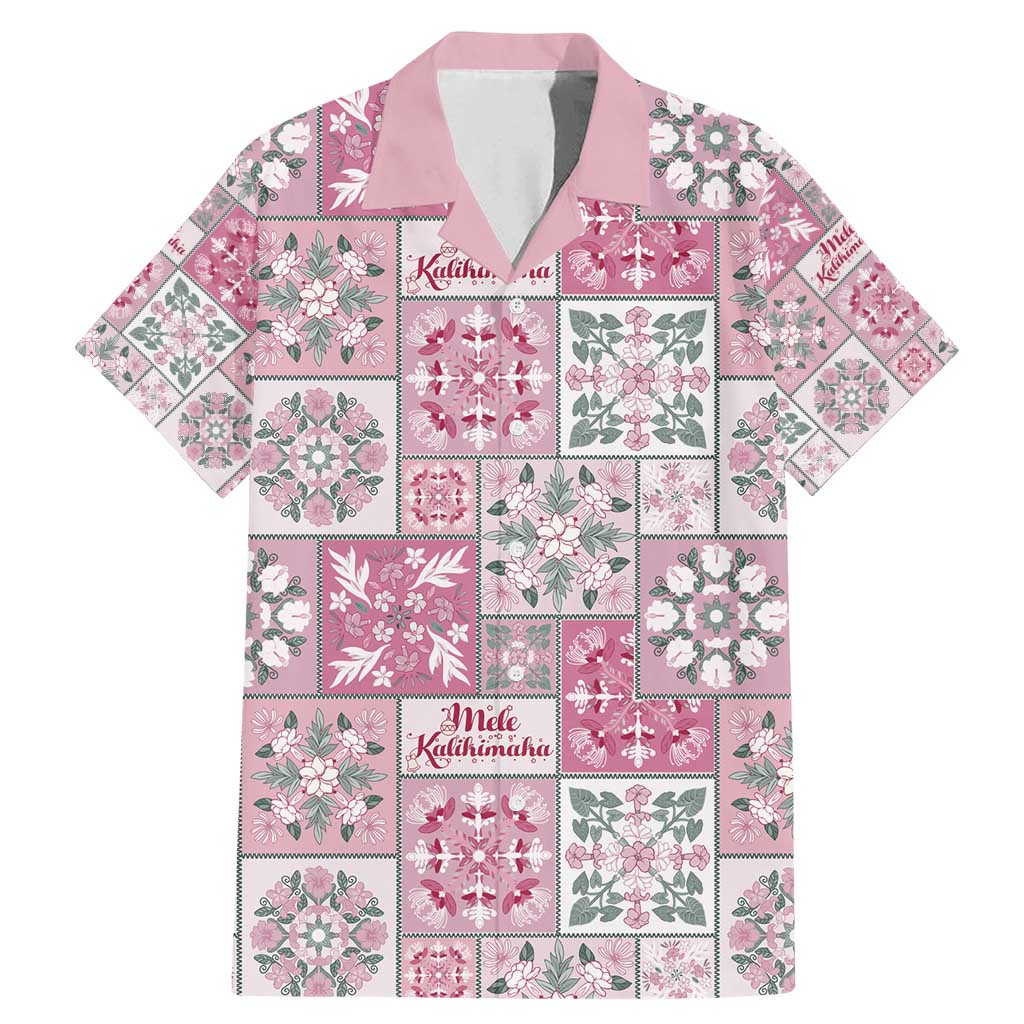 Mele Kalikimaka Hawaii Christmas Family Matching Mermaid Dress and Hawaiian Shirt Akala Seamless Floral Motif LT9 Dad's Shirt - Short Sleeve Pink - Polynesian Pride