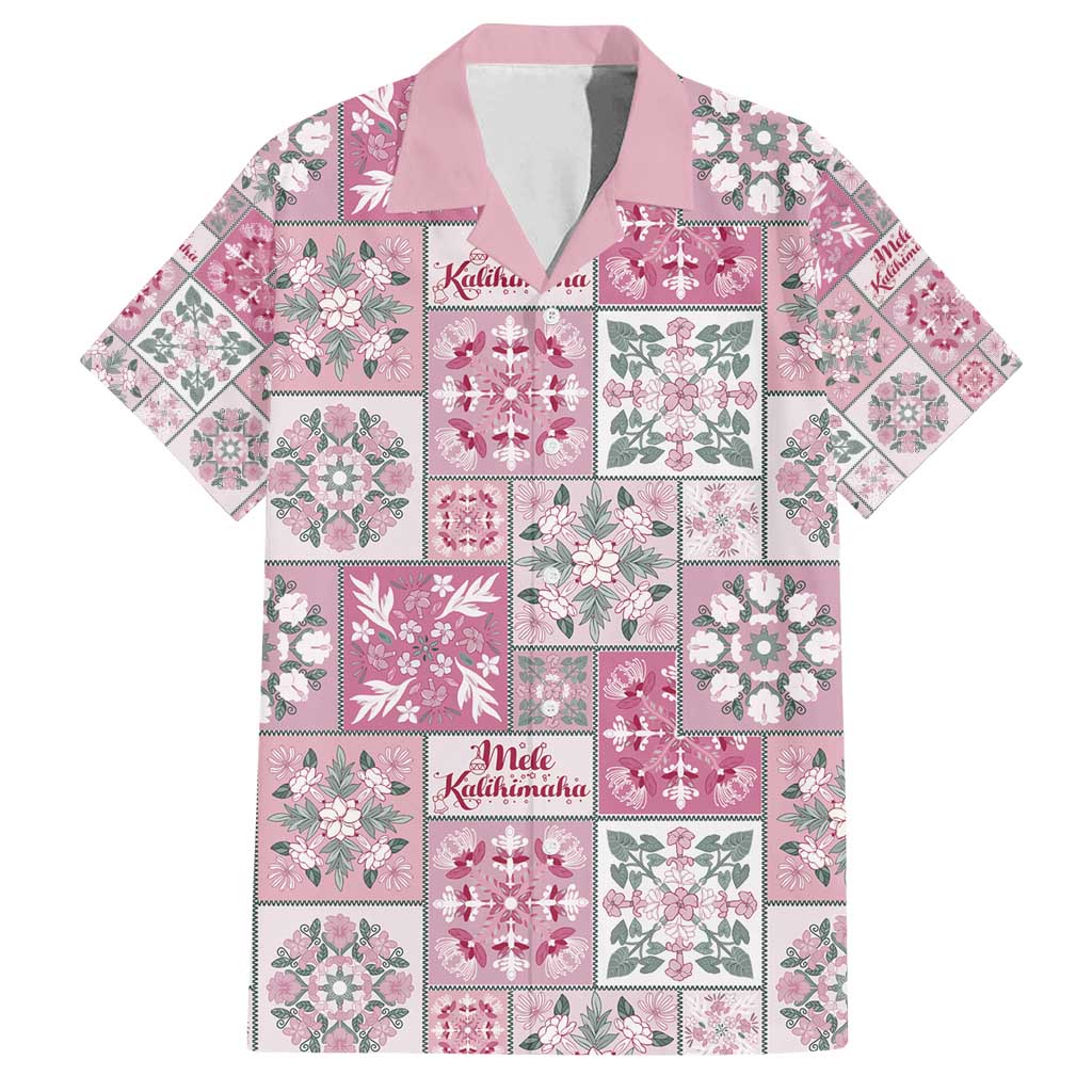 Mele Kalikimaka Hawaii Christmas Family Matching Off Shoulder Maxi Dress and Hawaiian Shirt Akala Seamless Floral Motif LT9 Dad's Shirt - Short Sleeve Pink - Polynesian Pride