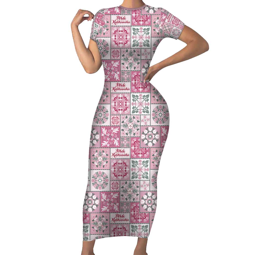 Mele Kalikimaka Hawaii Christmas Family Matching Short Sleeve Bodycon Dress and Hawaiian Shirt Akala Seamless Floral Motif LT9 Mom's Dress Pink - Polynesian Pride