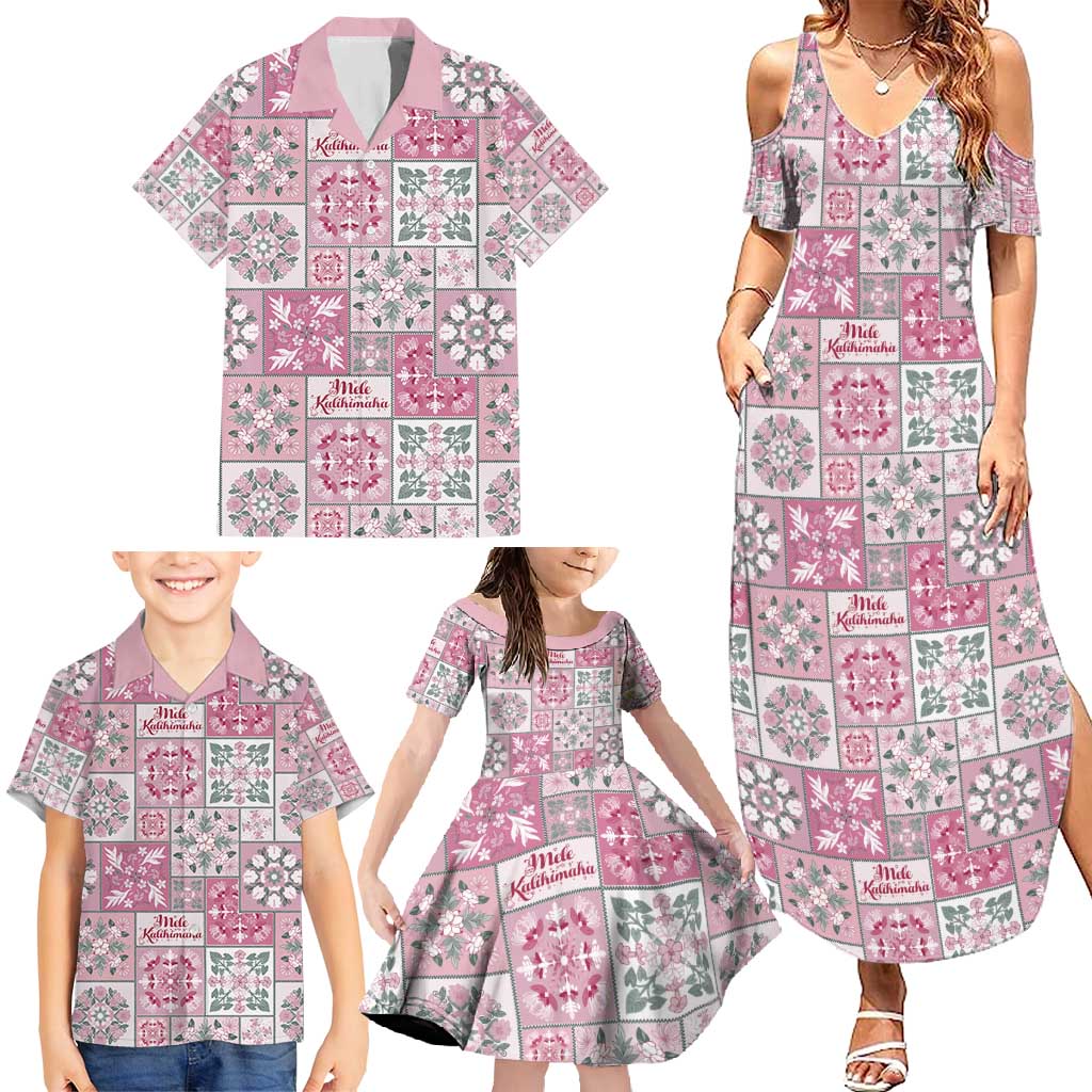 Mele Kalikimaka Hawaii Christmas Family Matching Summer Maxi Dress and Hawaiian Shirt Akala Seamless Floral Motif LT9 - Polynesian Pride