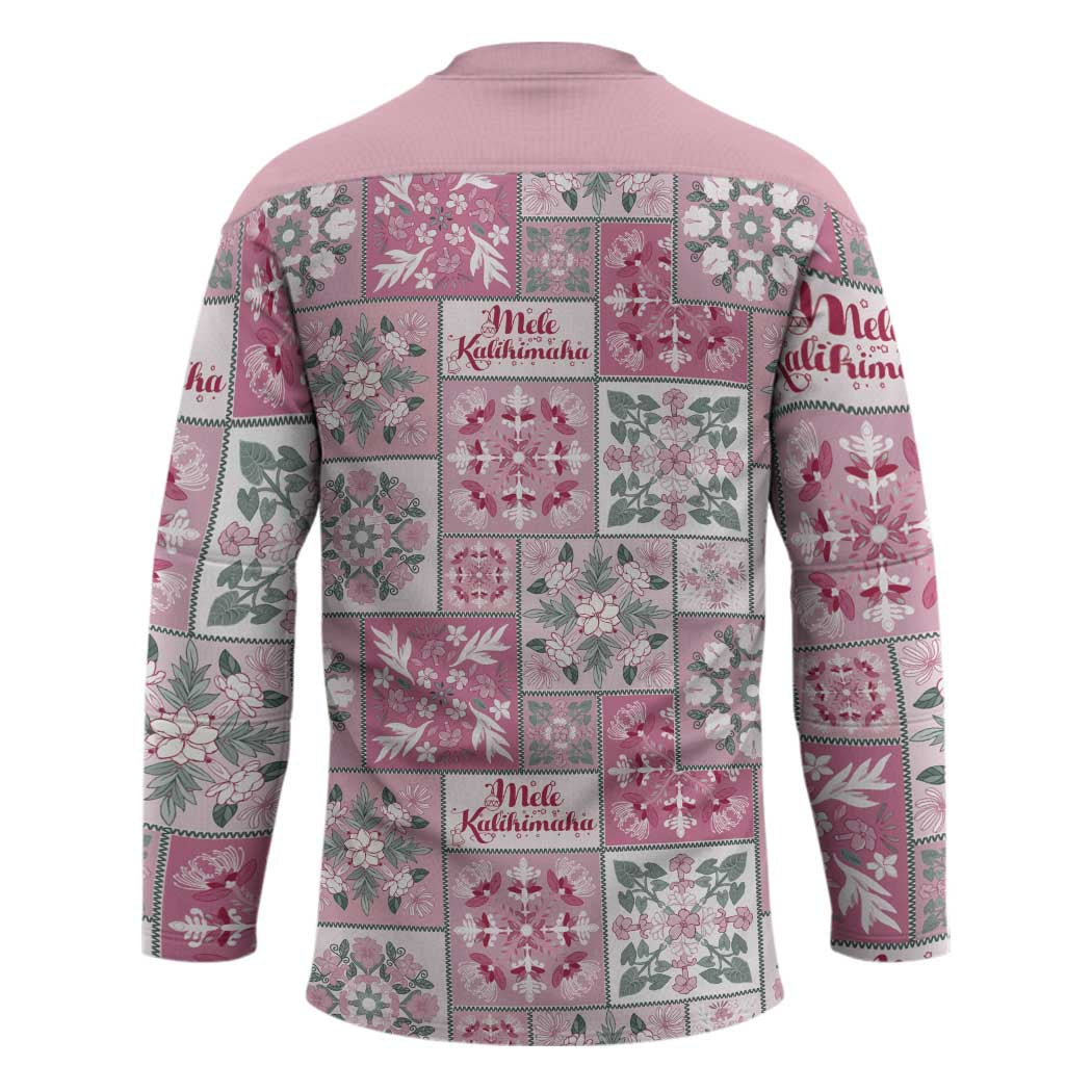 Mele Kalikimaka Hawaii Christmas Hockey Jersey Akala Seamless Floral Motif - Polynesian Pride