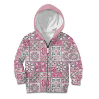 Mele Kalikimaka Hawaii Christmas Kid Hoodie Akala Seamless Floral Motif LT9 Zip Hoodie Pink - Polynesian Pride