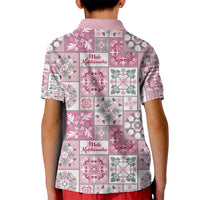 Mele Kalikimaka Hawaii Christmas Kid Polo Shirt Akala Seamless Floral Motif LT9 - Polynesian Pride