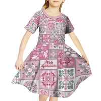 Mele Kalikimaka Hawaii Christmas Kid Short Sleeve Dress Akala Seamless Floral Motif LT9 - Polynesian Pride