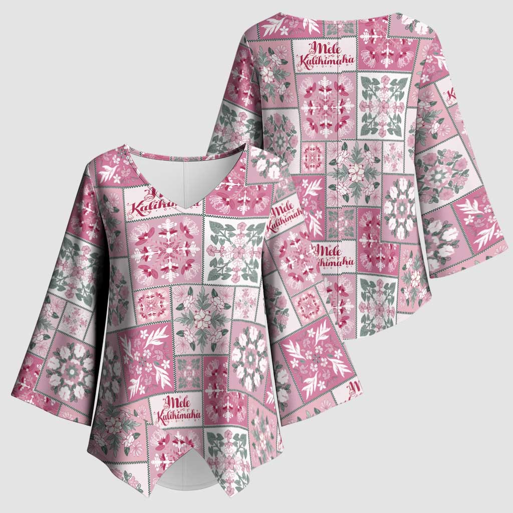 Mele Kalikimaka Hawaii Christmas Kimono Sleeve Blouse Akala Seamless Floral Motif - Polynesian Pride