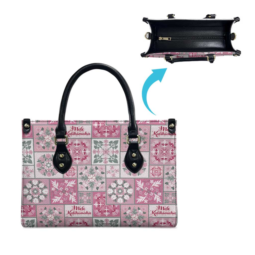 Mele Kalikimaka Hawaii Christmas Leather Bag Akala Seamless Floral Motif - Polynesian Pride