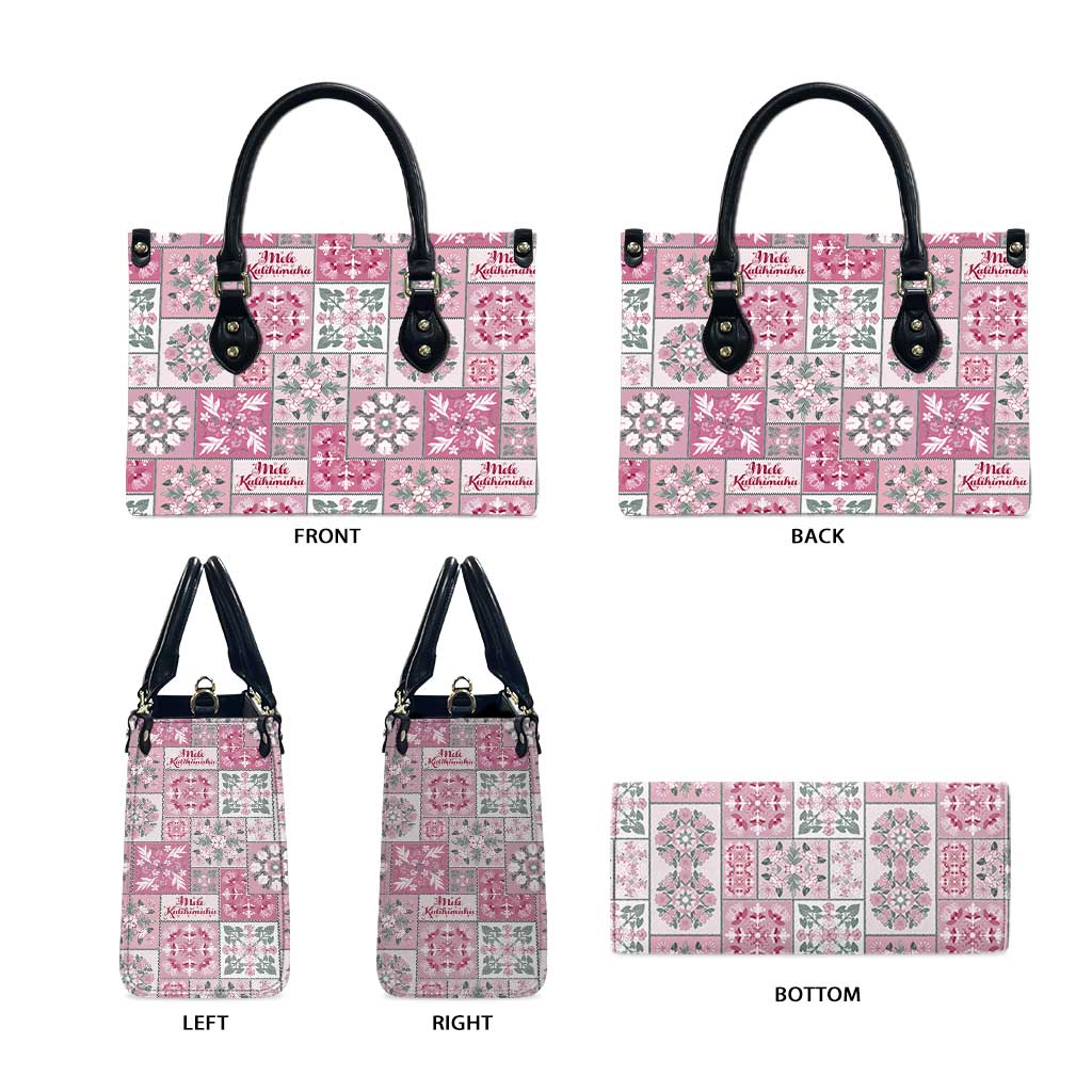 Mele Kalikimaka Hawaii Christmas Leather Bag Akala Seamless Floral Motif - Polynesian Pride