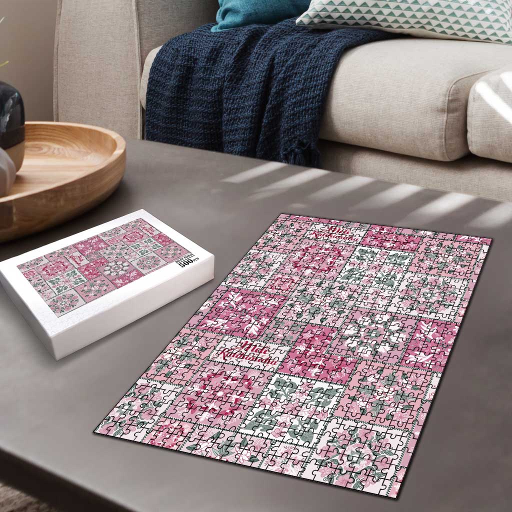 Mele Kalikimaka Hawaii Christmas Puzzle Akala Seamless Floral Motif - Polynesian Pride