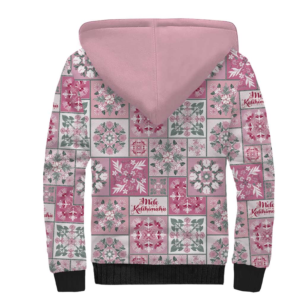 Mele Kalikimaka Hawaii Christmas Sherpa Hoodie Akala Seamless Floral Motif LT9 - Polynesian Pride