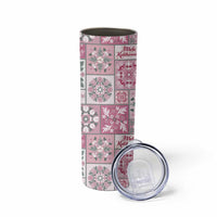 Mele Kalikimaka Hawaii Christmas Skinny Tumbler Akala Seamless Floral Motif LT9 - Polynesian Pride