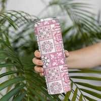 Mele Kalikimaka Hawaii Christmas Skinny Tumbler Akala Seamless Floral Motif LT9 - Polynesian Pride