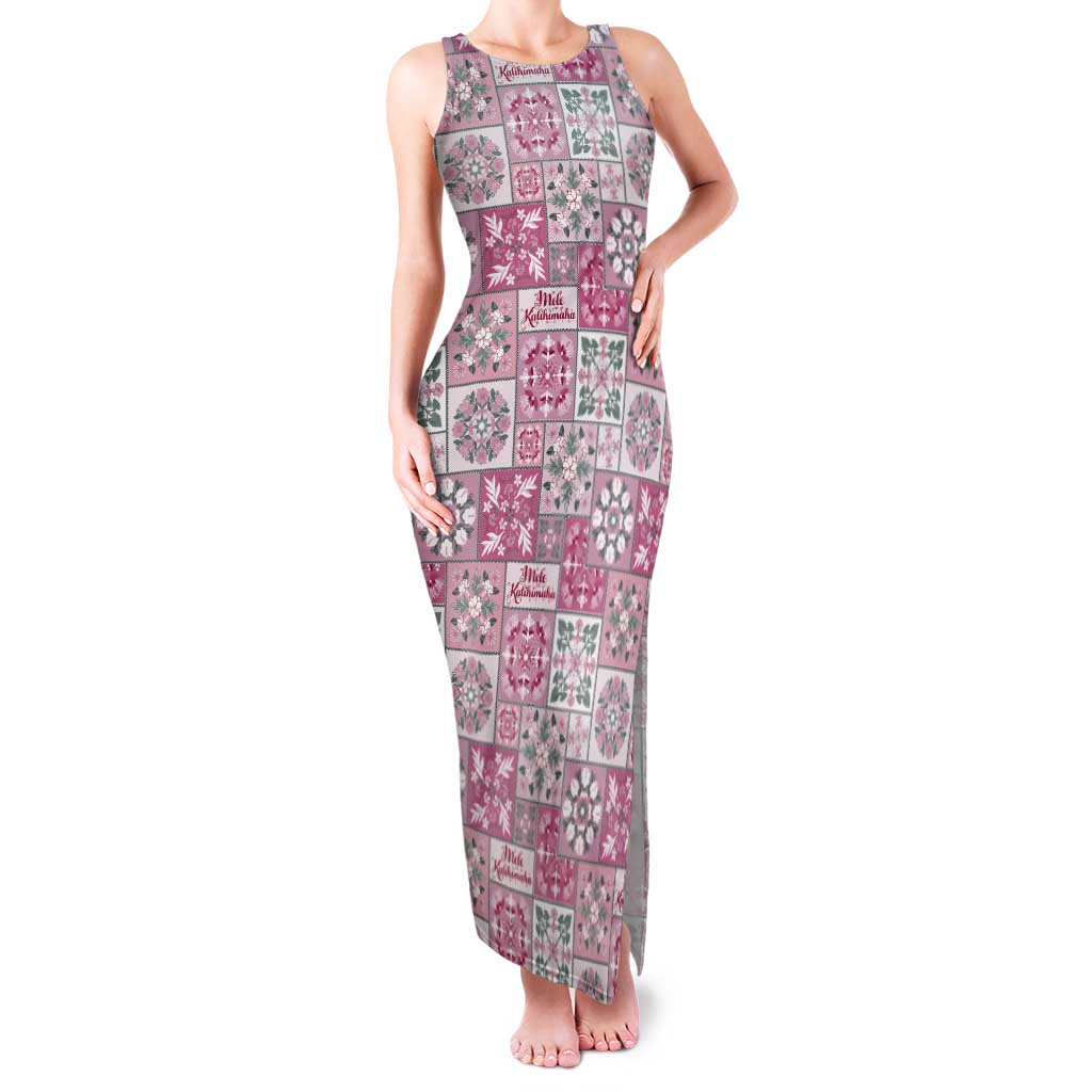 Mele Kalikimaka Hawaii Christmas Tank Maxi Dress Akala Seamless Floral Motif LT9 Women Pink - Polynesian Pride