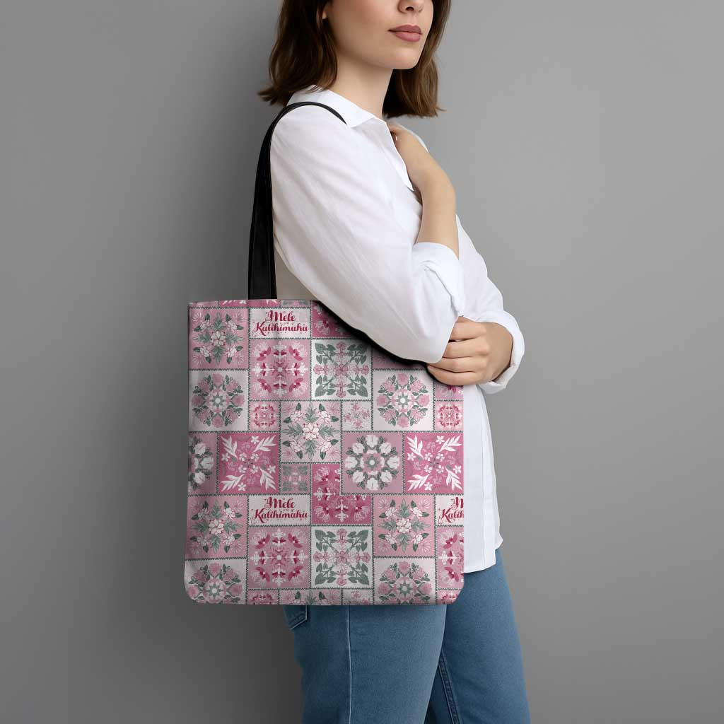 Mele Kalikimaka Hawaii Christmas Tote Bag Akala Seamless Floral Motif - Polynesian Pride