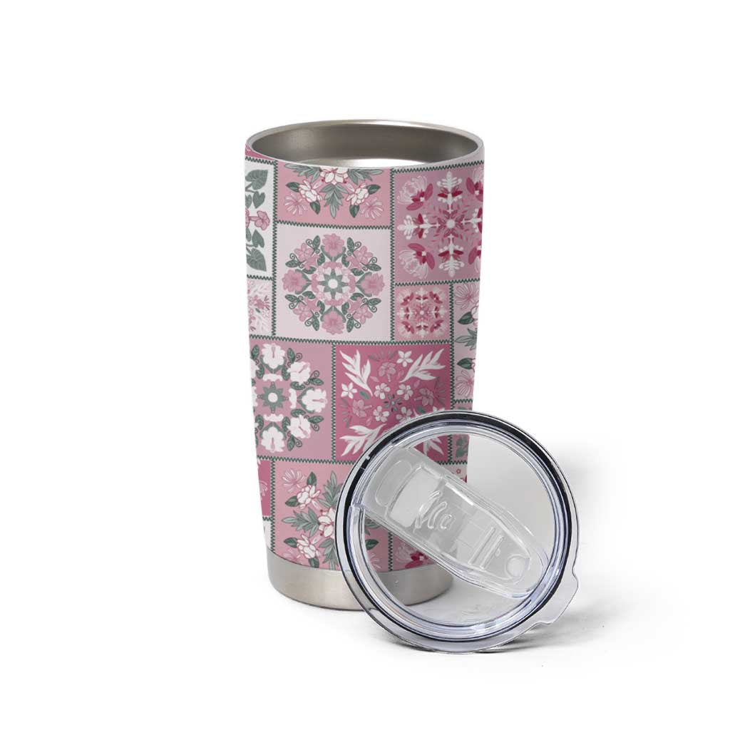Mele Kalikimaka Hawaii Christmas Tumbler Cup Akala Seamless Floral Motif - Polynesian Pride