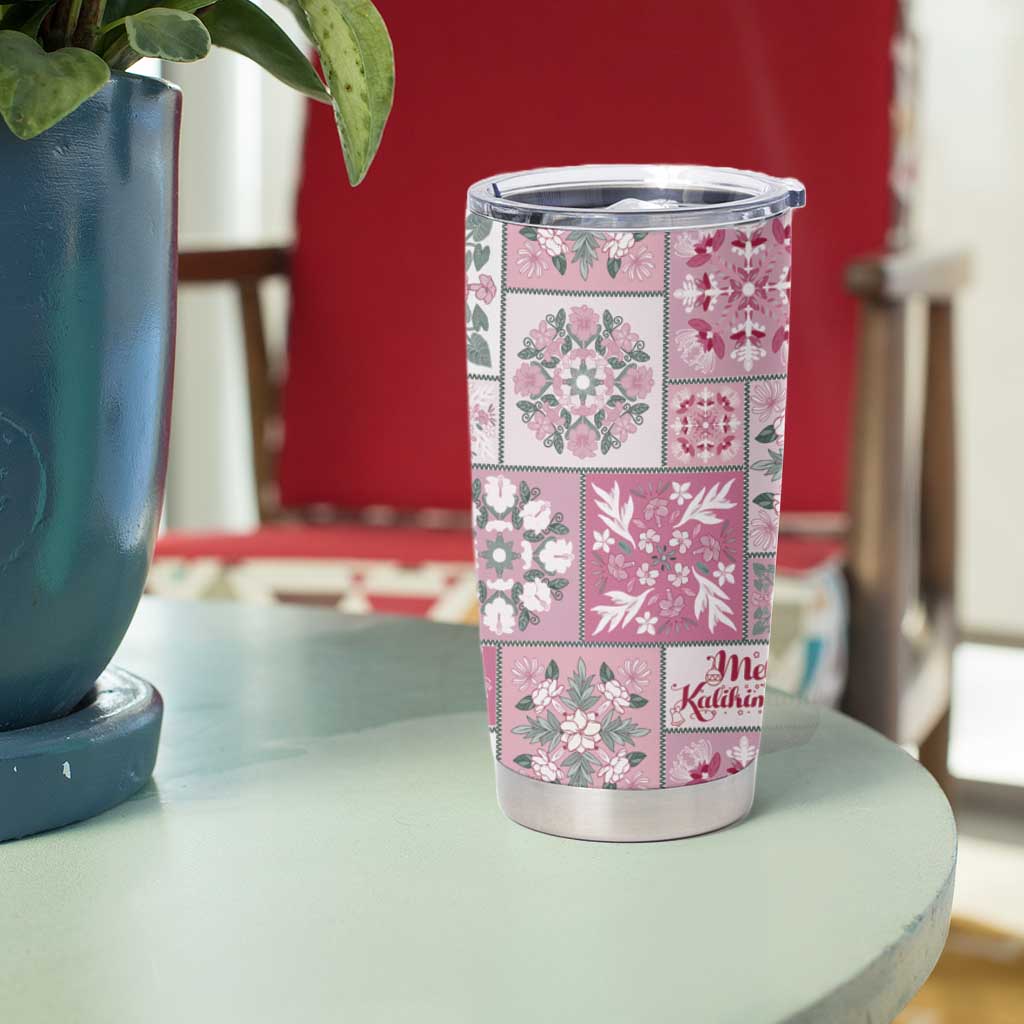 Mele Kalikimaka Hawaii Christmas Tumbler Cup Akala Seamless Floral Motif - Polynesian Pride