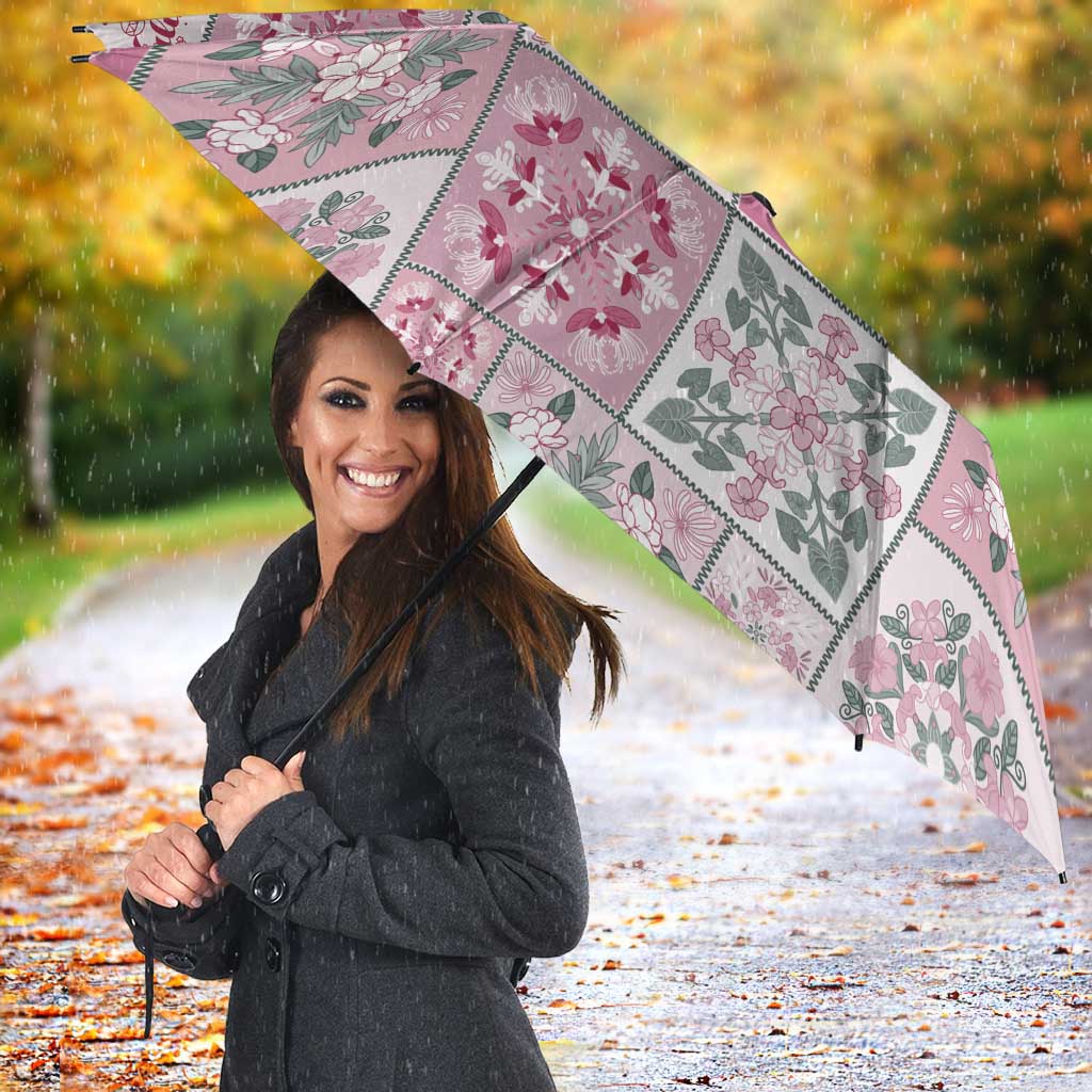Mele Kalikimaka Hawaii Christmas Umbrella Akala Seamless Floral Motif - Polynesian Pride