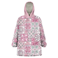 Mele Kalikimaka Hawaii Christmas Wearable Blanket Hoodie Akala Seamless Floral Motif LT9 One Size Pink - Polynesian Pride