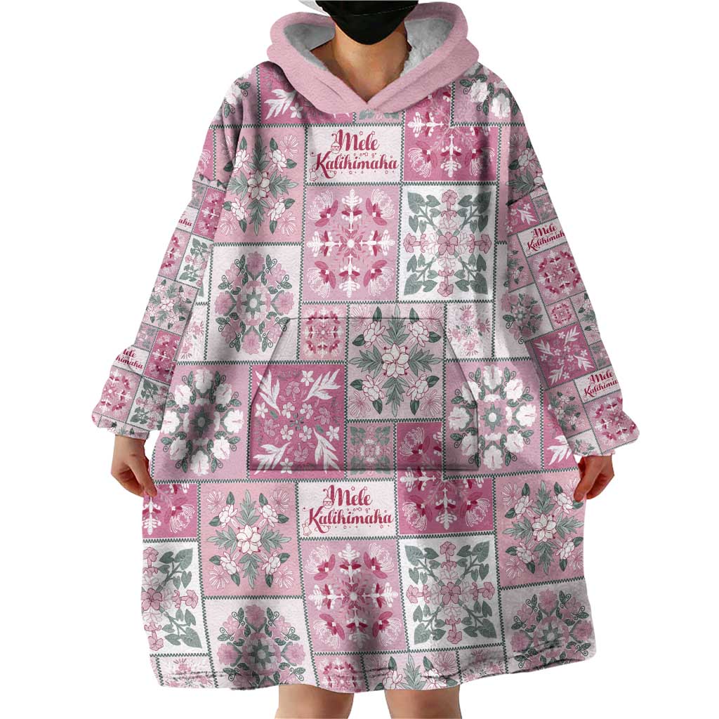 Mele Kalikimaka Hawaii Christmas Wearable Blanket Hoodie Akala Seamless Floral Motif LT9 - Polynesian Pride