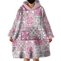 Mele Kalikimaka Hawaii Christmas Wearable Blanket Hoodie Akala Seamless Floral Motif LT9 - Polynesian Pride