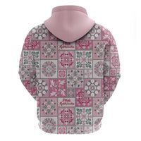 Mele Kalikimaka Hawaii Christmas Zip Hoodie Akala Seamless Floral Motif - Polynesian Pride