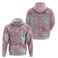 Mele Kalikimaka Hawaii Christmas Zip Hoodie Akala Seamless Floral Motif - Polynesian Pride