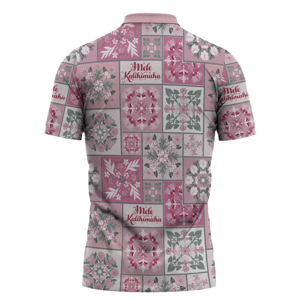 Mele Kalikimaka Hawaii Christmas Zipper Polo Shirt Akala Seamless Floral Motif LT9 - Polynesian Pride