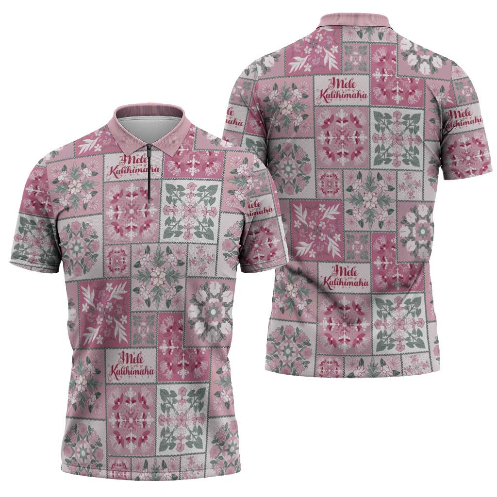 Mele Kalikimaka Hawaii Christmas Zipper Polo Shirt Akala Seamless Floral Motif LT9 - Polynesian Pride