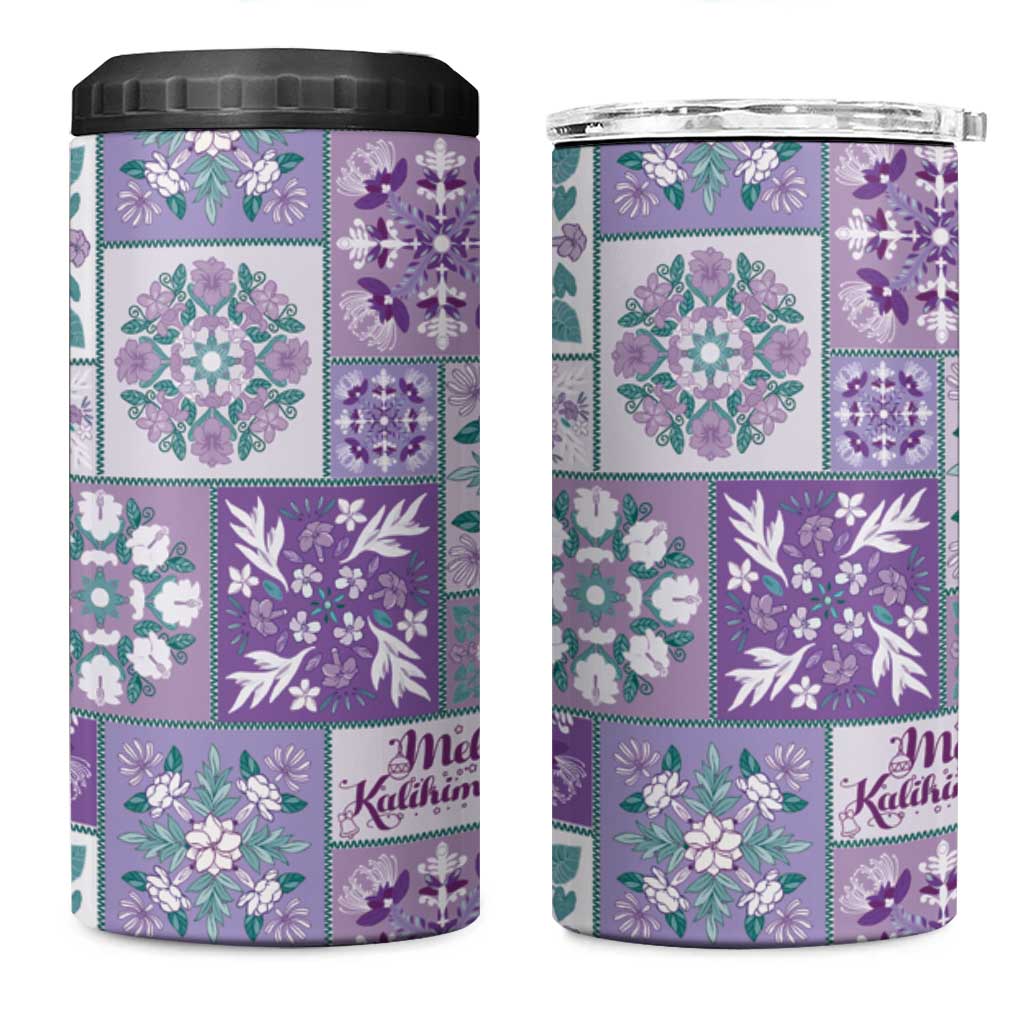 Mele Kalikimaka Hawaii Christmas 4 in 1 Can Cooler Tumbler Poni Seamless Floral Motif LT9 One Size: 16 oz Purple - Polynesian Pride