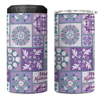 Mele Kalikimaka Hawaii Christmas 4 in 1 Can Cooler Tumbler Poni Seamless Floral Motif LT9 One Size: 16 oz Purple - Polynesian Pride