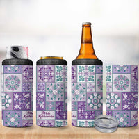 Mele Kalikimaka Hawaii Christmas 4 in 1 Can Cooler Tumbler Poni Seamless Floral Motif LT9 - Polynesian Pride