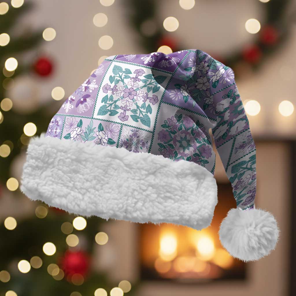 Mele Kalikimaka Hawaii Christmas Santa Hat Poni Seamless Floral Motif - Polynesian Pride