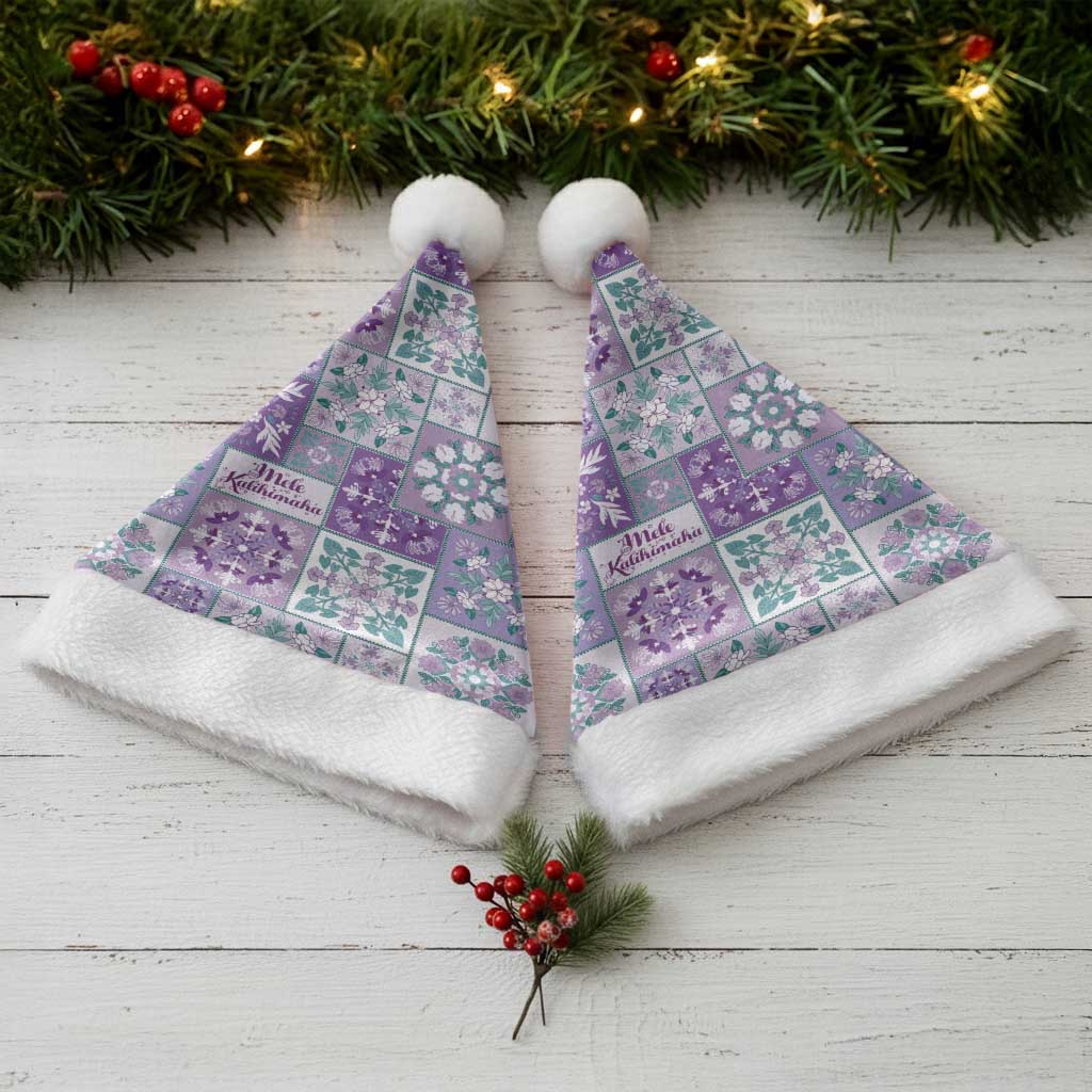 Mele Kalikimaka Hawaii Christmas Santa Hat Poni Seamless Floral Motif - Polynesian Pride
